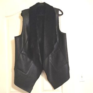 Black Vest with High Collar and Asymmetrical Draping
